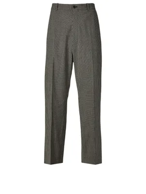 Baggy Wool-Blend Pants Check Print