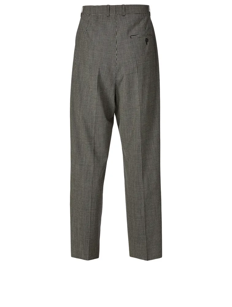 Baggy Wool-Blend Pants Check Print