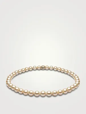 Classic 18K Gold Indonesian South Sea Pearl Necklace With Diamonds