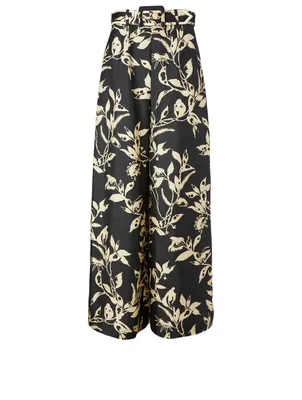 Ladybeetle Silk Wide Pants Black Eye Print