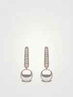 18K Rose Gold Australian South Sea Pearl Earrings With Diamonds