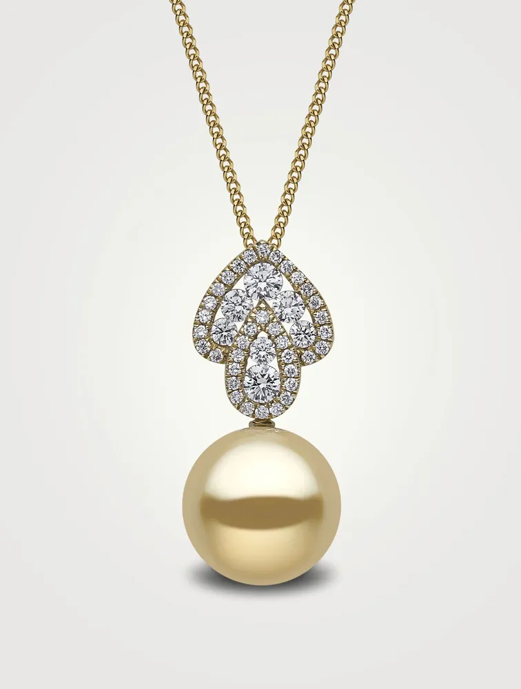 Aurelia 18K Gold Pendant Necklace With Indonesian South Sea Pearl And Diamonds