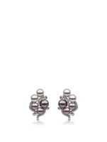 18K White Gold Multi Pearl Earrings With Diamonds