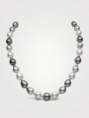 18K White Gold Australian South Sea And Tahitian Pearl Necklace