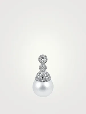 18K White Gold Australian South Sea Pearl Pendant With Diamonds