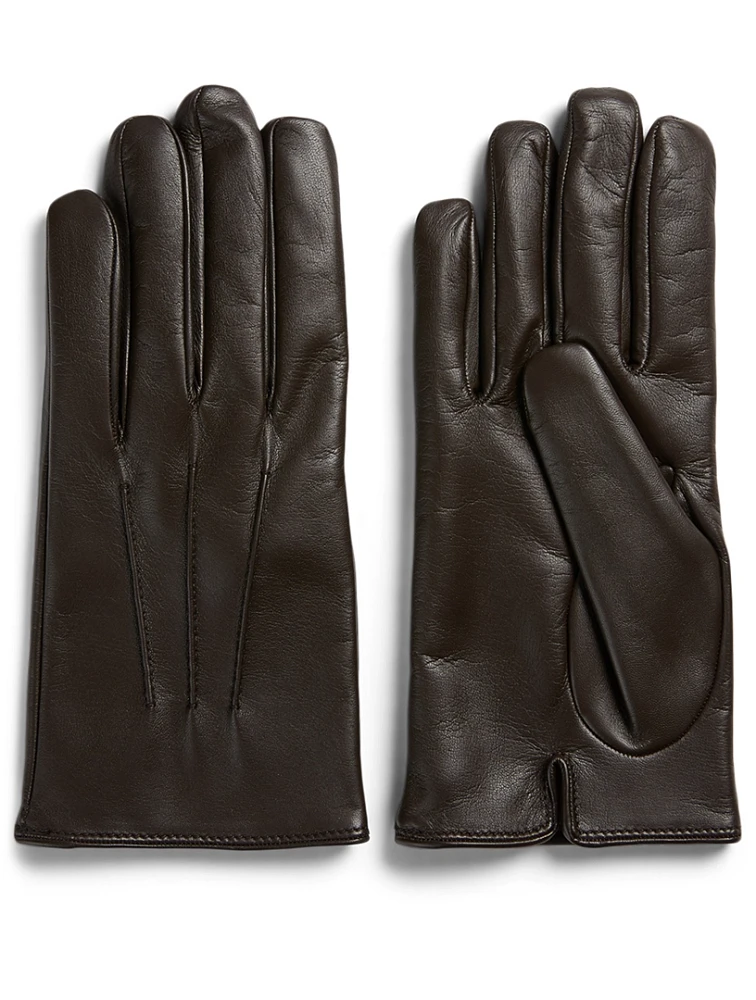 Leather Smartphone Gloves With Cashmere Lining