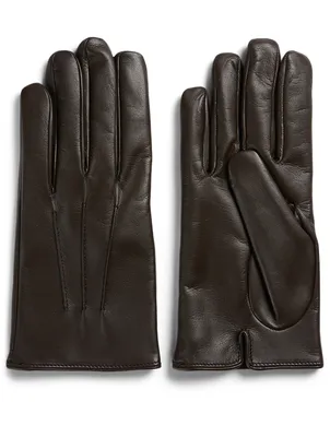 Leather Smartphone Gloves With Cashmere Lining