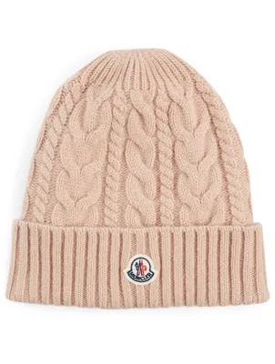 Cable Knit Cashmere And Wool Toque With Logo