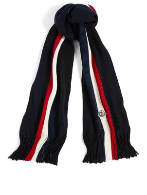 Striped Wool Scarf With Logo
