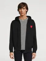 Cotton Zip Hoodie With Overlapping Heart