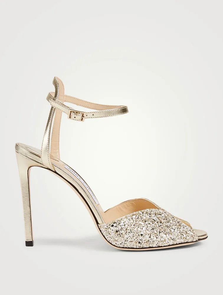 Sacora 100 Infinity Glitter And Metallic Leather Heeled Sandals