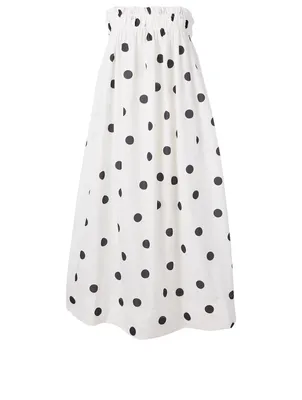 Recycled Polyester Midi Dress In Polka Dot Print