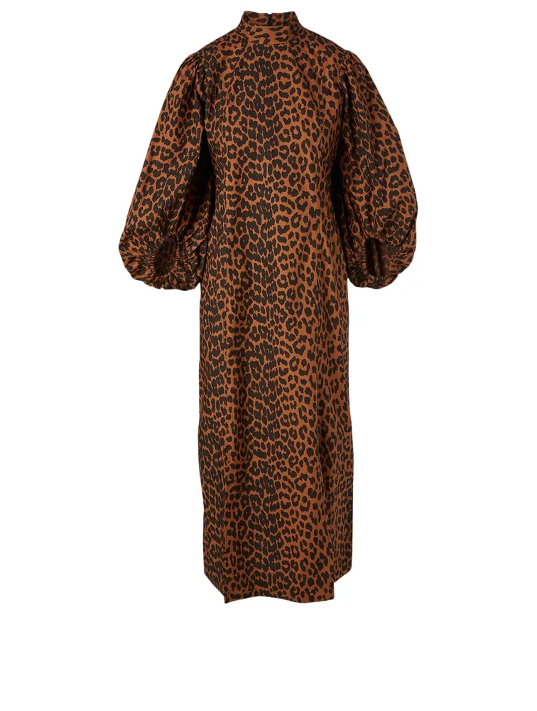 Organic Cotton Midi Dress Leopard Print