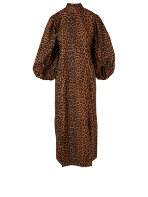 Organic Cotton Midi Dress Leopard Print