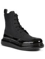 Hybrid Leather Brogue Lace-Up Boots