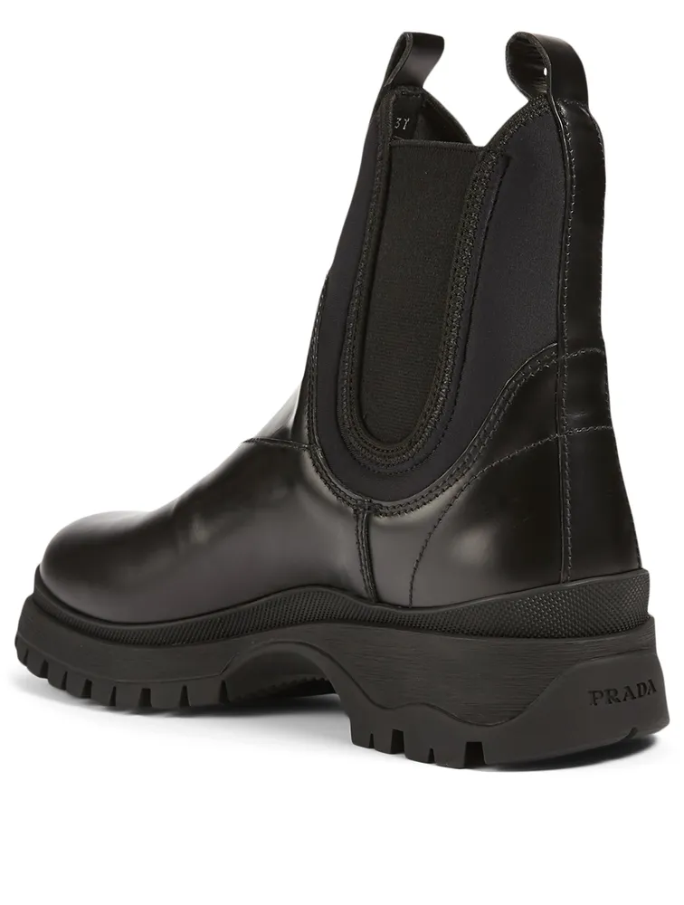 Leather And Neoprene Chelsea Boots