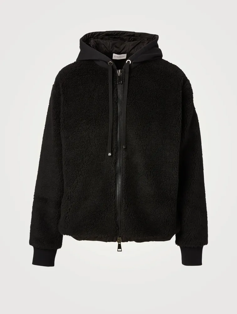 Fuzzy Zip Cardigan With Hood