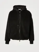 Fuzzy Zip Cardigan With Hood