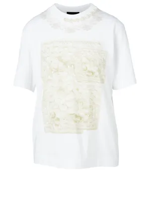 Cotton Printed T-Shirt With Beading