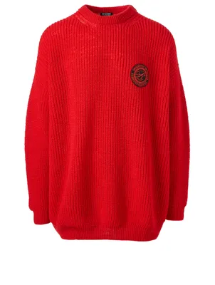 Wool Oversized Sweater With Patch