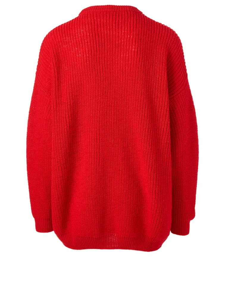 Wool Oversized Sweater With Patch