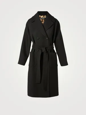 Crepe Belted Double-Breasted Coat