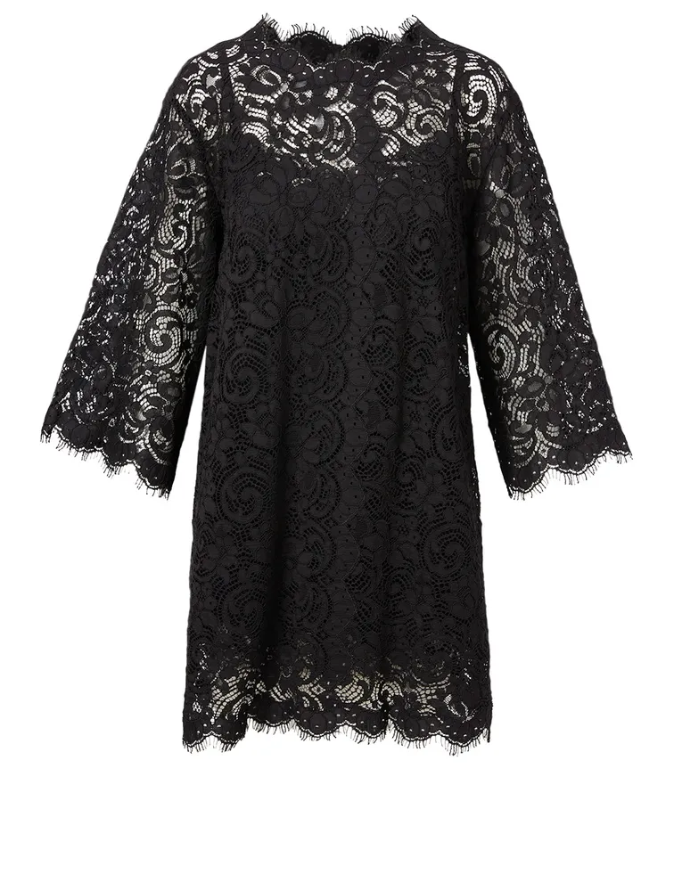 Cotton-Blend Lace Mini Dress