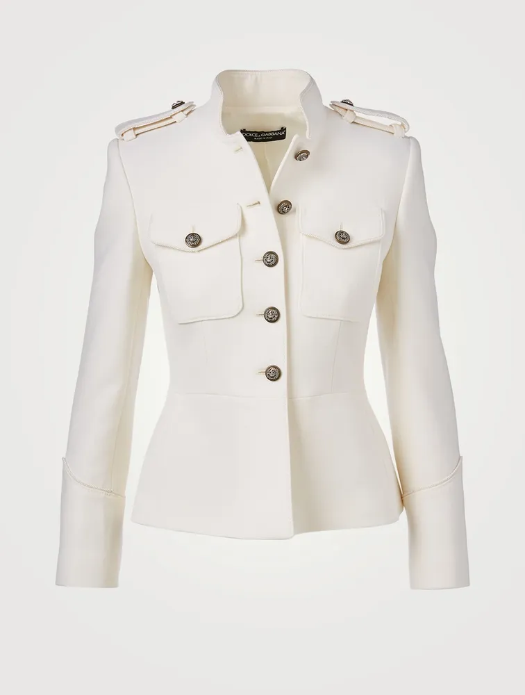 Wool Short Jacket With Military Buttons