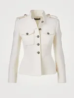 Wool Short Jacket With Military Buttons
