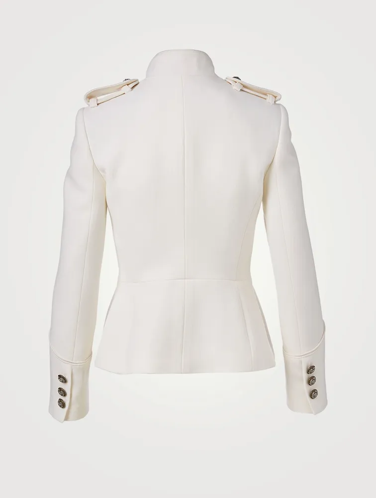 Wool Short Jacket With Military Buttons