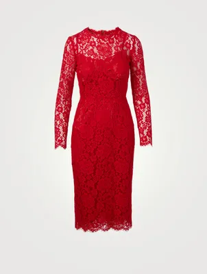 Lace Long-Sleeve Midi Dress