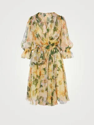 Silk Wrap Dress Floral Print