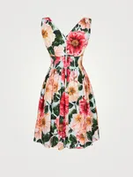 Cotton Sleeveless Midi Dress Floral Print