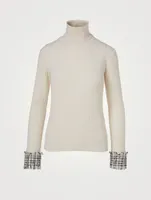 Wool And Alpaca Sweater With Tweed Cuff