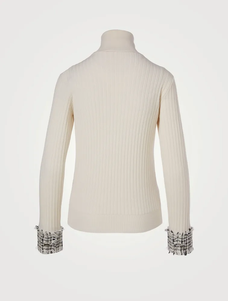 Wool And Alpaca Sweater With Tweed Cuff