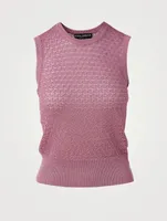 Lurex Lace-Stitch Sleeveless Sweater