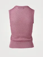 Lurex Lace-Stitch Sleeveless Sweater
