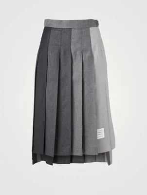 Wool Pleated Midi Skirt Funmix Print