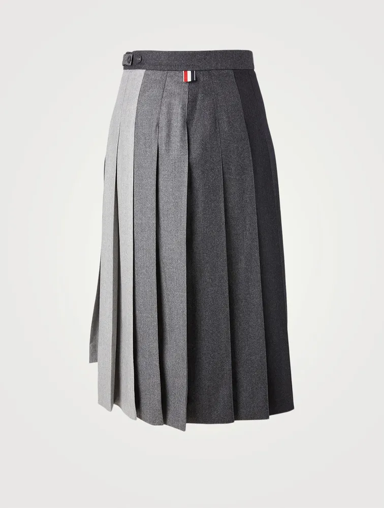 Wool Pleated Midi Skirt Funmix Print