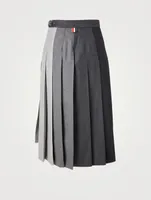 Wool Pleated Midi Skirt Funmix Print