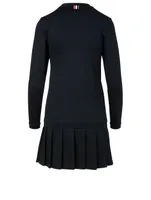 Cotton Mini Dress With Pleated Skirt