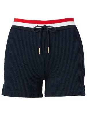 Cotton Seersucker Shorts With Striped Waistband