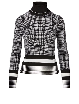 Wool Turtleneck Sweater Prince Of Wales Jacquard