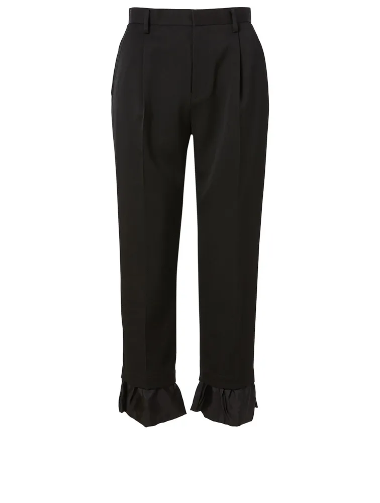 Wool Pants With Ruffle Hem