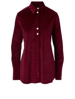Corduroy Shirt With Button Detail
