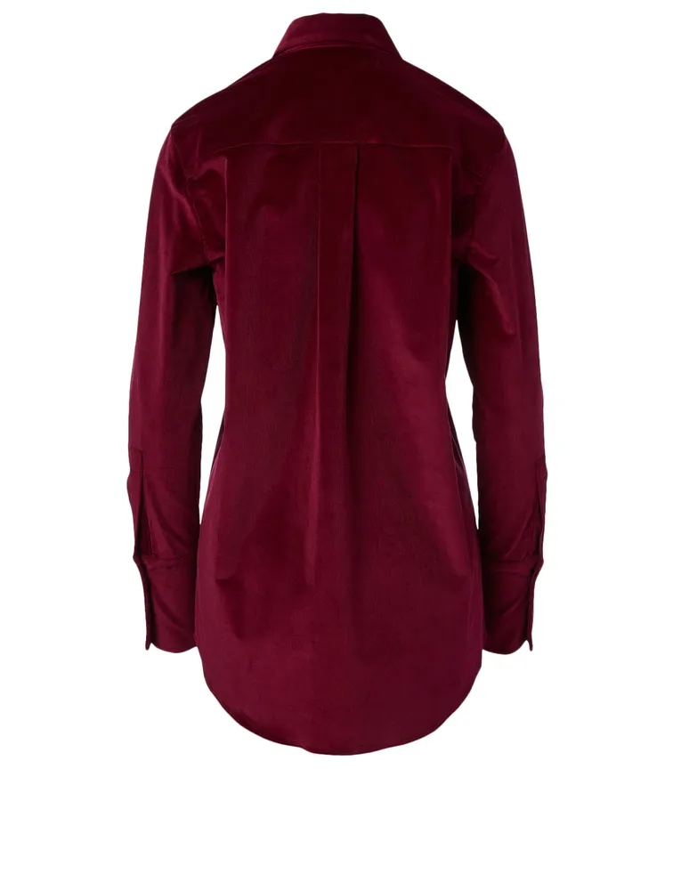 Corduroy Shirt With Button Detail