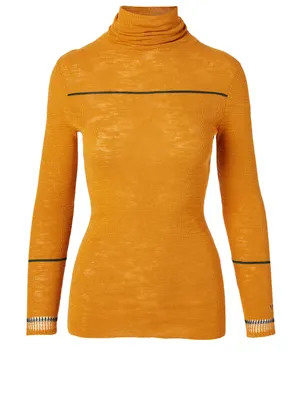 Cotton-Blend Turtleneck Knit Top