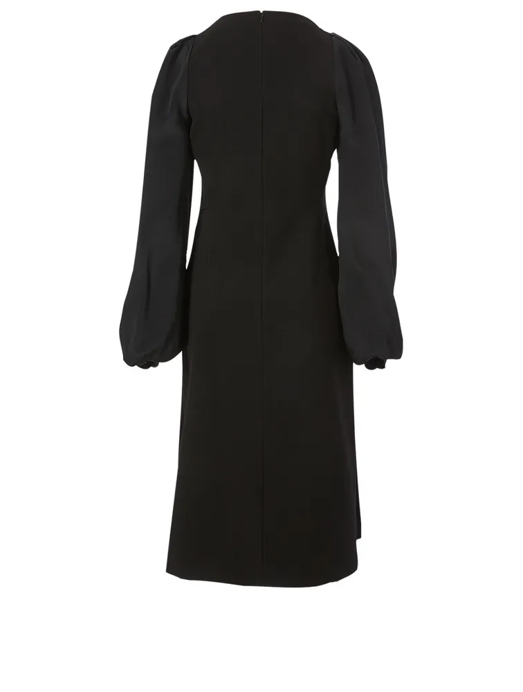 Long-Sleeve Midi Dress With Keyhole