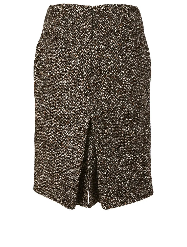 Wool-Blend Box Pleat Skirt