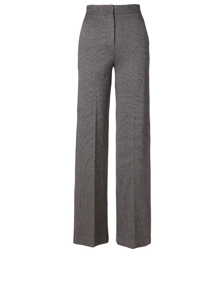 Wool-Blend Pants Glen Plaid Print